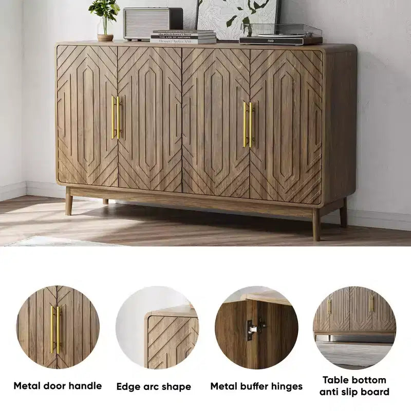 Meuble d'appoint Homy Casa Noyer à 4 portes avec rangement pour salle à manger ou salon