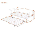 Lit de repos Bellemave double avec lit gigogne double, lit de repos robuste avec poignée incurvée et lattes, lit de repos en métal pour enfants, filles, garçons, blanc