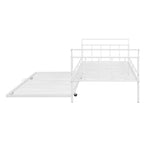 Lit de repos Bellemave double avec lit gigogne double, lit de repos robuste avec poignée incurvée et lattes, lit de repos en métal pour enfants, filles, garçons, blanc