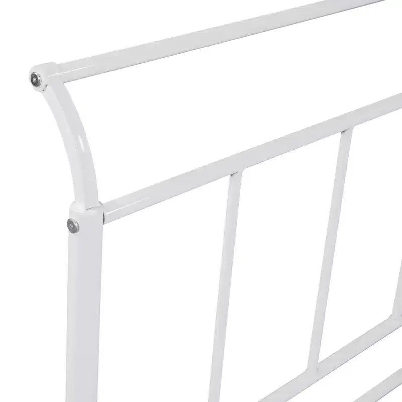 Lit de repos Bellemave double avec lit gigogne double, lit de repos robuste avec poignée incurvée et lattes, lit de repos en métal pour enfants, filles, garçons, blanc
