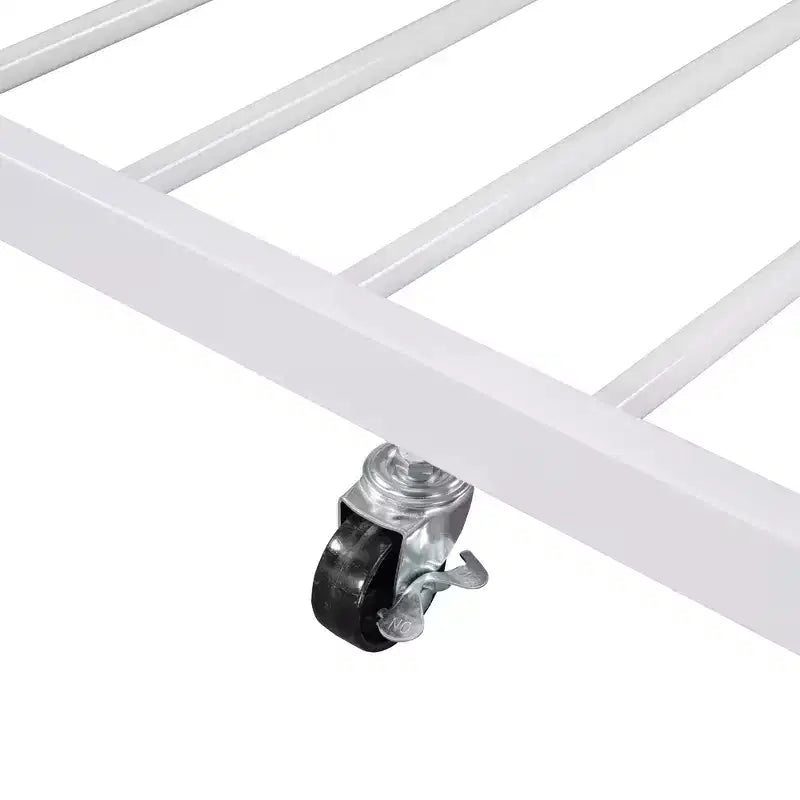 Lit de repos Bellemave double avec lit gigogne double, lit de repos robuste avec poignée incurvée et lattes, lit de repos en métal pour enfants, filles, garçons, blanc