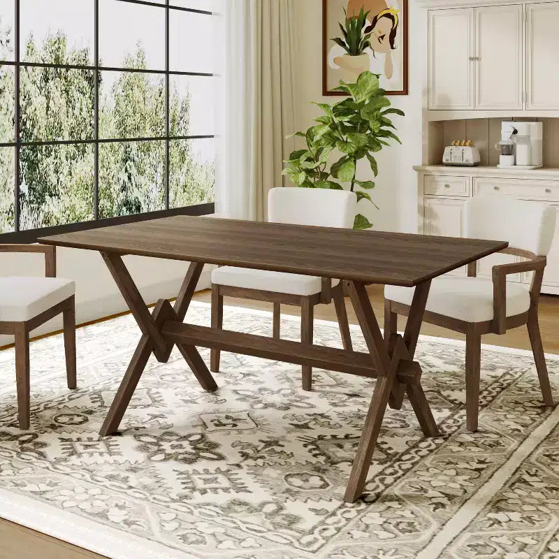 Table à manger en bois Eleanor Farmhouse 63 de Christopher Knight Home avec base en V double