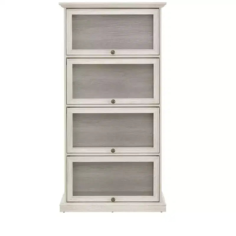 Vitrine en verre à 4 niveaux, armoire élégante avec portes relevables, idéale pour les collectionneurs, étagère de présentation, bibliothèque élégante