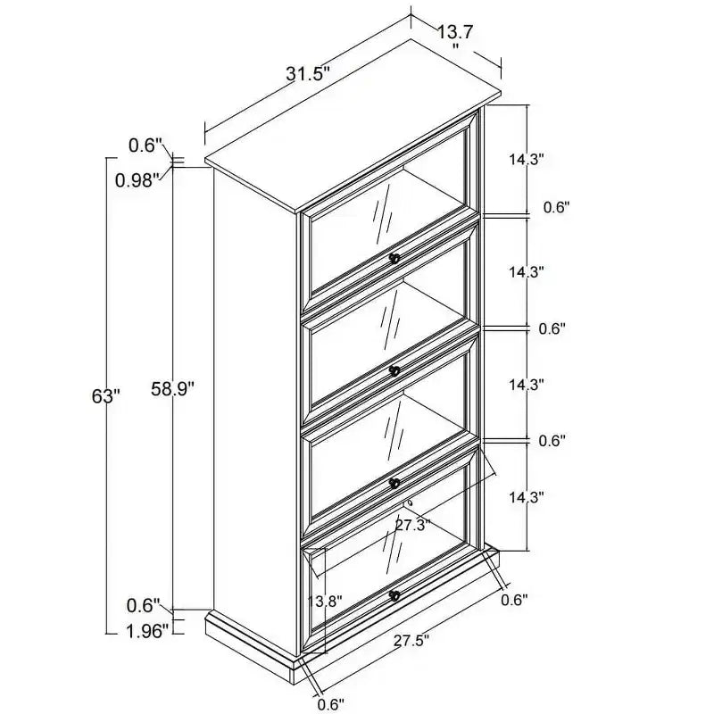 Vitrine en verre à 4 niveaux, armoire élégante avec portes relevables, idéale pour les collectionneurs, étagère de présentation, bibliothèque élégante