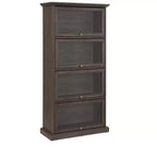 Vitrine en verre à 4 niveaux, armoire élégante avec portes relevables, idéale pour les collectionneurs, étagère de présentation, bibliothèque élégante