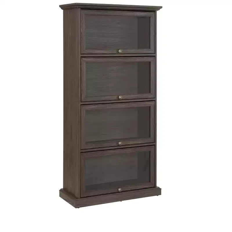 Vitrine en verre à 4 niveaux, armoire élégante avec portes relevables, idéale pour les collectionneurs, étagère de présentation, bibliothèque élégante