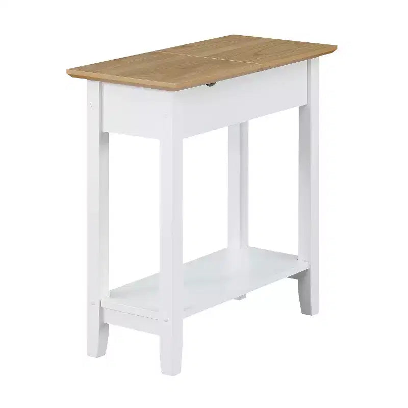 HomeStock Belmont Flip Top End Table with Built-In Charging Station, USB Ports, Power Outlets and Hidden Storage for Living Room Essentials