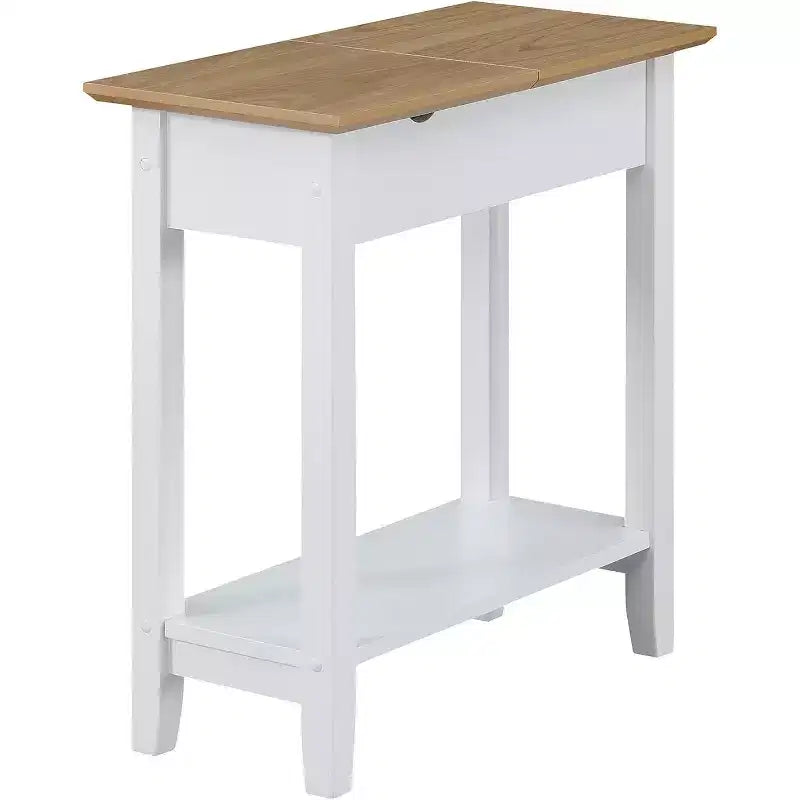 Table d'appoint relevable HomeStock Belmont avec station de charge intégrée, ports USB, prises de courant et rangement dissimulé pour les essentiels du salon