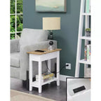 Table d'appoint relevable HomeStock Belmont avec station de charge intégrée, ports USB, prises de courant et rangement dissimulé pour les essentiels du salon