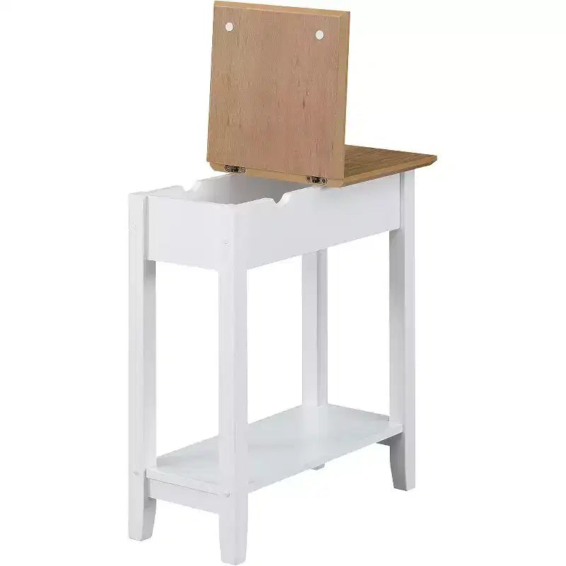 Table d'appoint relevable HomeStock Belmont avec station de charge intégrée, ports USB, prises de courant et rangement dissimulé pour les essentiels du salon