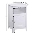 Table d'appoint avec rangement HomeStock Belmont avec étagère et porte shaker, petite table d'appoint compacte avec armoire cachée et espace de rangement ouvert