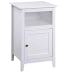 Table d'appoint avec rangement HomeStock Belmont avec étagère et porte shaker, petite table d'appoint compacte avec armoire cachée et espace de rangement ouvert