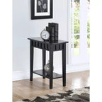 Table d'appoint Belmont HomeStock avec étagère et plateau en forme de diamant, table de rangement à deux niveaux en hévéa pour salon ou entrée
