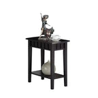 Table d'appoint Belmont HomeStock avec étagère et plateau en forme de diamant, table de rangement à deux niveaux en hévéa pour salon ou entrée