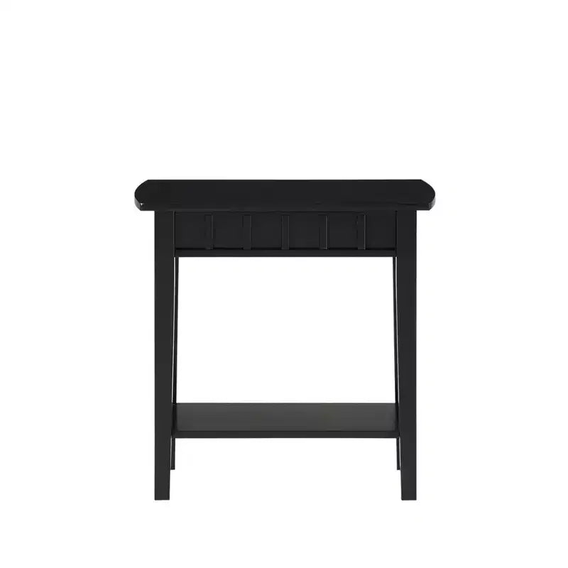 Table d'appoint Belmont HomeStock avec étagère et plateau en forme de diamant, table de rangement à deux niveaux en hévéa pour salon ou entrée