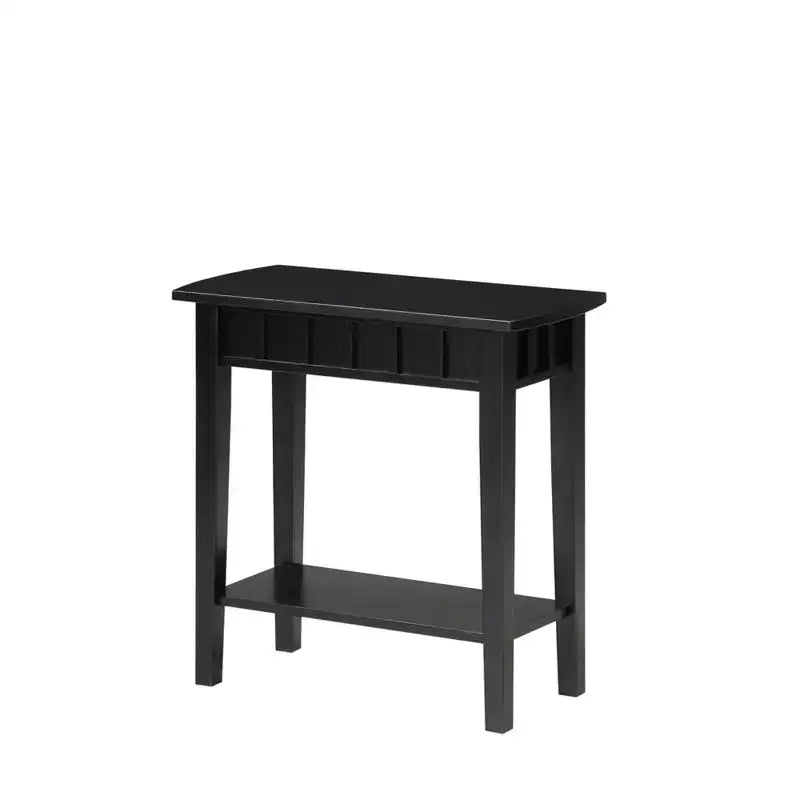 Table d'appoint Belmont HomeStock avec étagère et plateau en forme de diamant, table de rangement à deux niveaux en hévéa pour salon ou entrée