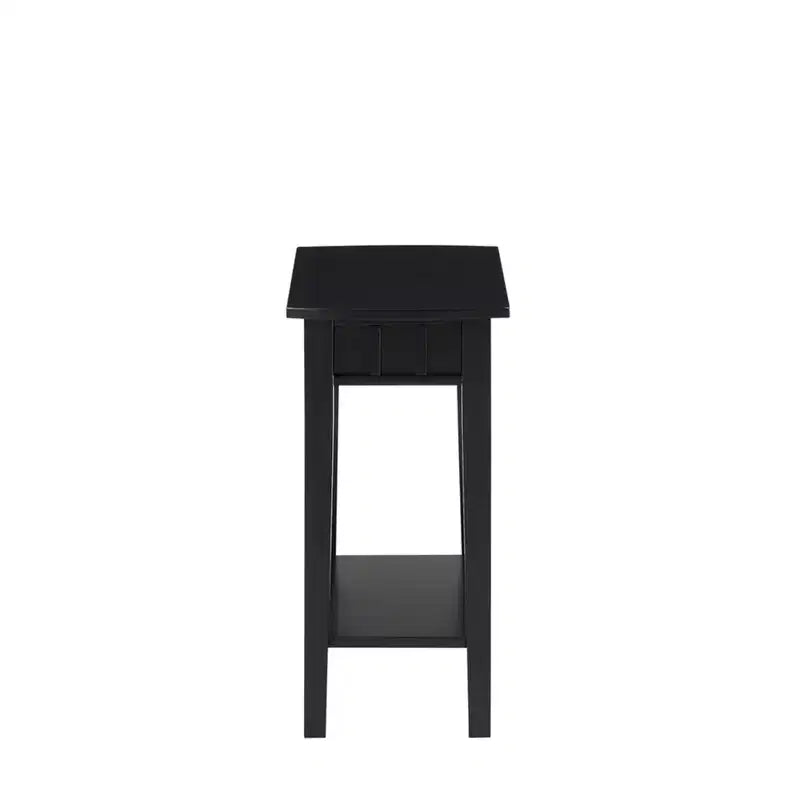 Table d'appoint Belmont HomeStock avec étagère et plateau en forme de diamant, table de rangement à deux niveaux en hévéa pour salon ou entrée