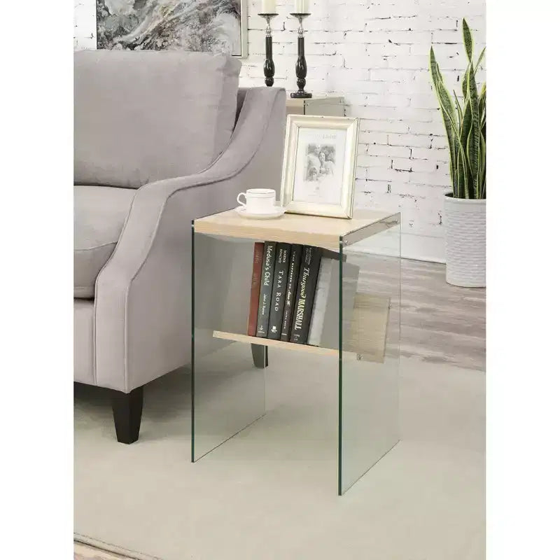 Table d'appoint à trois niveaux Belmont HomeStock avec étagères multiples, design ouvert, cadre élégant et finition stylée pour le salon ou la chambre à coucher