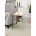Table d'appoint à trois niveaux Belmont HomeStock avec étagères multiples, design ouvert, cadre élégant et finition stylée pour le salon ou la chambre à coucher