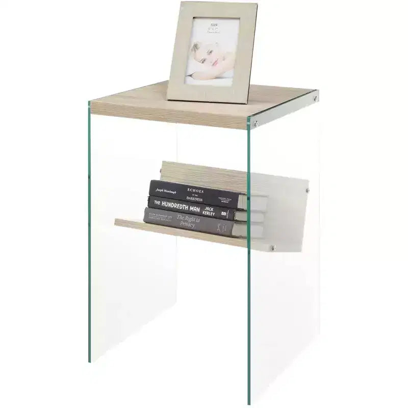 Table d'appoint à trois niveaux Belmont HomeStock avec étagères multiples, design ouvert, cadre élégant et finition stylée pour le salon ou la chambre à coucher