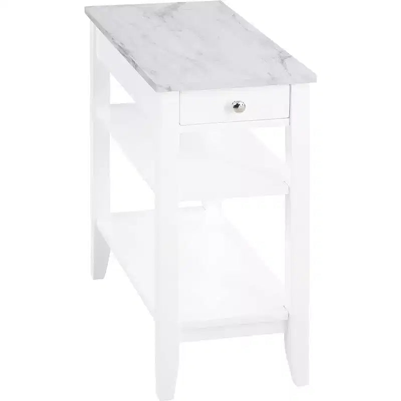 Table d'appoint avec tiroir et étagères ouvertes HomeStock Belmont, Table d'appoint d'appoint de style transitionnel élégant pour le rangement et l'affichage à la maison