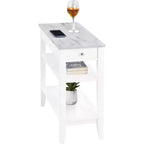 Table d'appoint avec tiroir et étagères ouvertes HomeStock Belmont, Table d'appoint d'appoint de style transitionnel élégant pour le rangement et l'affichage à la maison