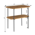 Table d'appoint HomeStock Belmont avec étagère Meuble d'appoint rétro-chic Piétement métallique en épingle à cheveux Étagères à deux niveaux en MDF Fini placage de bouleau