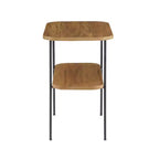 Table d'appoint HomeStock Belmont avec étagère Meuble d'appoint rétro-chic Piétement métallique en épingle à cheveux Étagères à deux niveaux en MDF Fini placage de bouleau