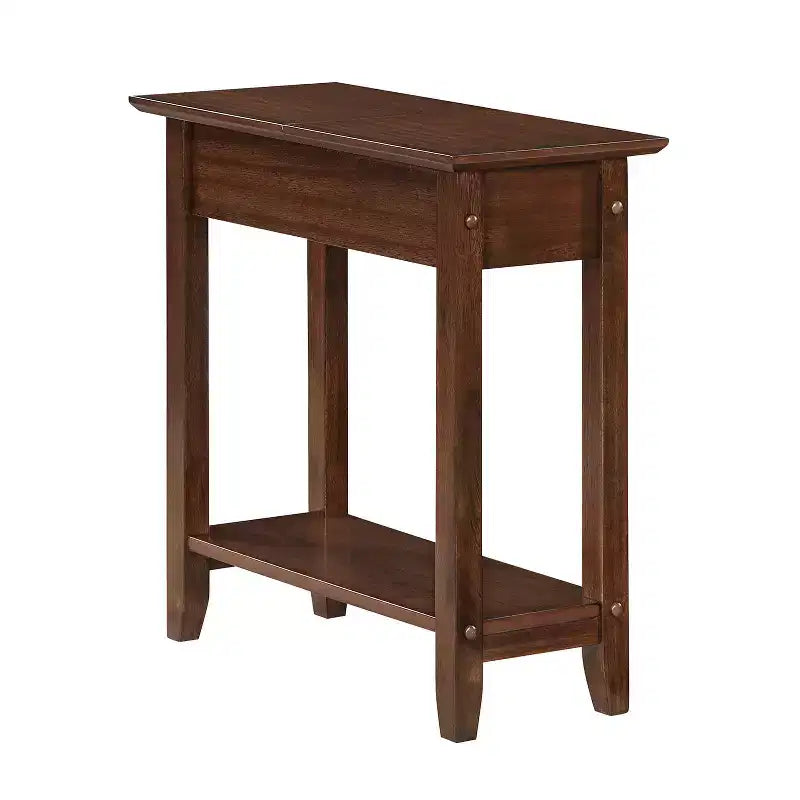 Table d'appoint compacte HomeStock Belmont avec porte-revues intégré, design en C pour un placement facile près du canapé et une utilisation pratique dans le salon