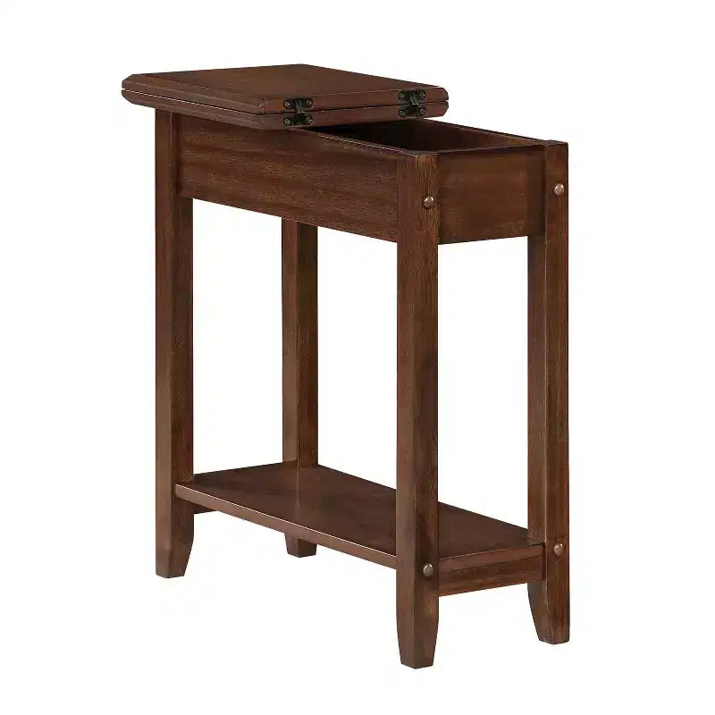 Table d'appoint compacte HomeStock Belmont avec porte-revues intégré, design en C pour un placement facile près du canapé et une utilisation pratique dans le salon