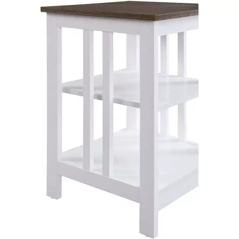 Table d'appoint Belmont HomeStock avec plateau lisse et deux étagères, construction en MDF, table d'appoint de style transitoire pour la décoration du salon ou de la chambre à coucher