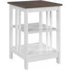 Table d'appoint Belmont HomeStock avec plateau lisse et deux étagères, construction en MDF, table d'appoint de style transitoire pour la décoration du salon ou de la chambre à coucher