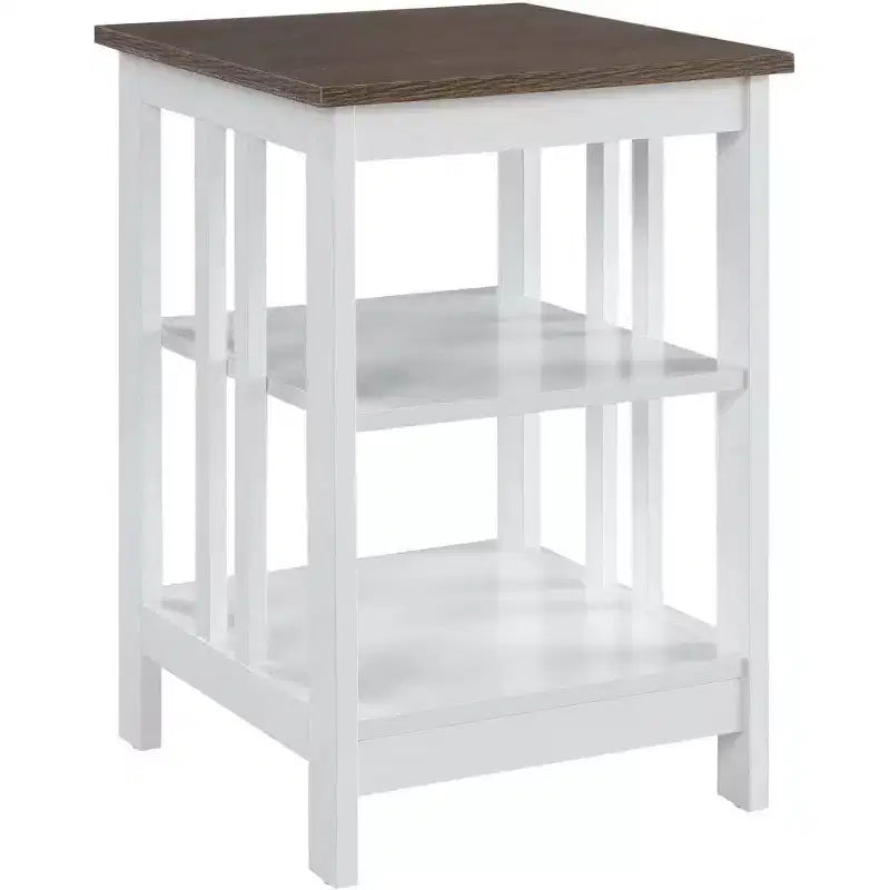 Table d'appoint Belmont HomeStock avec plateau lisse et deux étagères, construction en MDF, table d'appoint de style transitoire pour la décoration du salon ou de la chambre à coucher