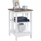 Table d'appoint Belmont HomeStock avec plateau lisse et deux étagères, construction en MDF, table d'appoint de style transitoire pour la décoration du salon ou de la chambre à coucher