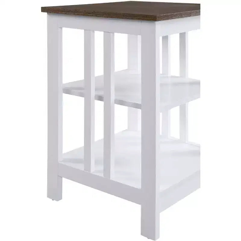 Table d'appoint Belmont HomeStock avec plateau lisse et deux étagères, construction en MDF, table d'appoint de style transitoire pour la décoration du salon ou de la chambre à coucher
