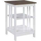 Table d'appoint Belmont HomeStock avec plateau lisse et deux étagères, construction en MDF, table d'appoint de style transitoire pour la décoration du salon ou de la chambre à coucher