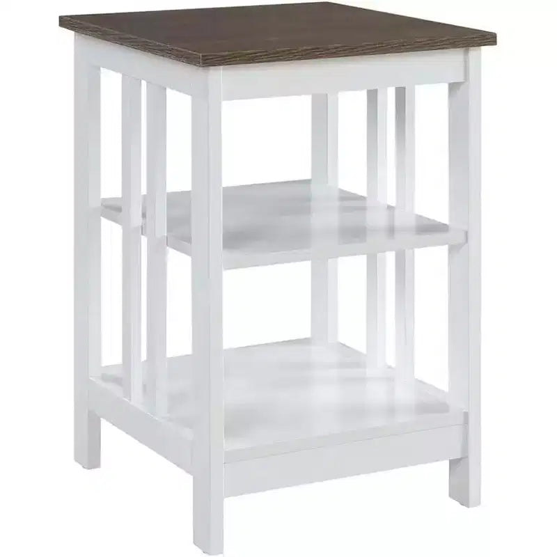 Table d'appoint Belmont HomeStock avec plateau lisse et deux étagères, construction en MDF, table d'appoint de style transitoire pour la décoration du salon ou de la chambre à coucher