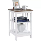 Table d'appoint Belmont HomeStock avec plateau lisse et deux étagères, construction en MDF, table d'appoint de style transitoire pour la décoration du salon ou de la chambre à coucher