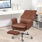 Fauteuil de bureau de direction Okak, chaise de bureau ergonomique avec repose-pieds pliable, chaise pivotante rembourrée pour bureau, étude, marron
