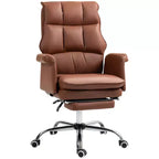 Fauteuil de bureau de direction Okak, chaise de bureau ergonomique avec repose-pieds pliable, chaise pivotante rembourrée pour bureau, étude, marron