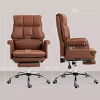 Fauteuil de bureau de direction Okak, chaise de bureau ergonomique avec repose-pieds pliable, chaise pivotante rembourrée pour bureau, étude, marron