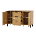 Homy Casa Buffet moderne avec rangement et 3 tiroirs, 120 cm, chêne