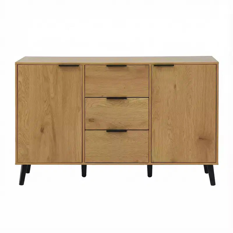 Homy Casa Buffet moderne avec rangement et 3 tiroirs, 120 cm, chêne