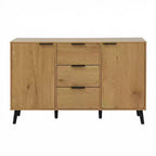 Homy Casa Buffet moderne avec rangement et 3 tiroirs, 120 cm, chêne