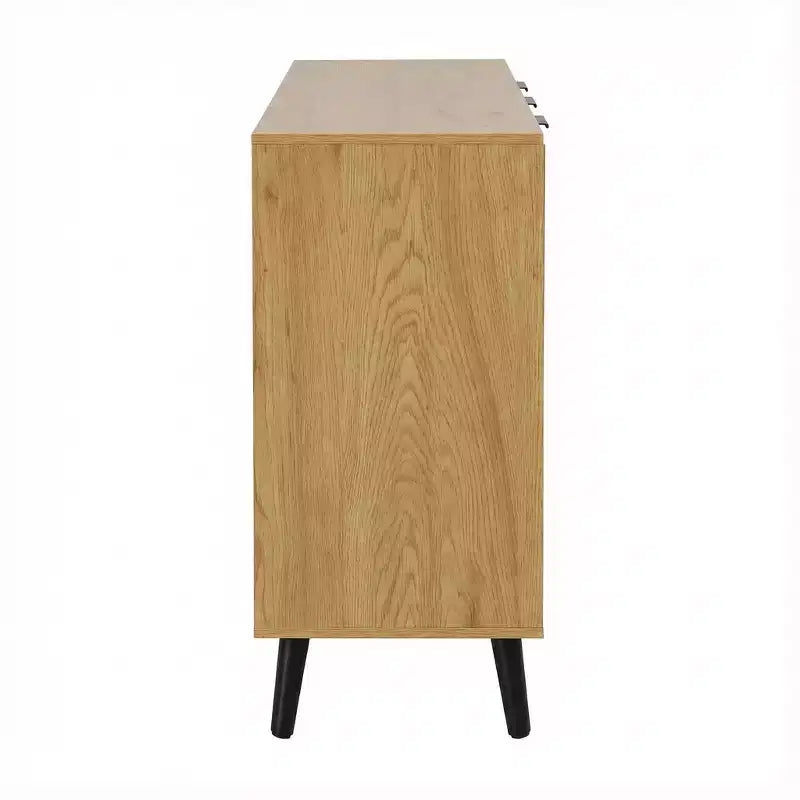 Homy Casa Buffet moderne avec rangement et 3 tiroirs, 120 cm, chêne