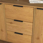 Homy Casa Buffet moderne avec rangement et 3 tiroirs, 120 cm, chêne