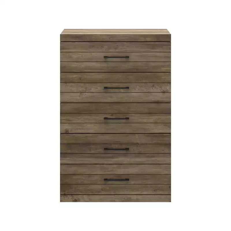 Commode Galano Hamsper 5 tiroirs (verrouillage) - Chêne noueux