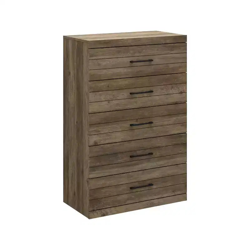 Commode Galano Hamsper 5 tiroirs (verrouillage) - Chêne noueux