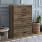 Commode Galano Hamsper 5 tiroirs (verrouillage) - Chêne noueux