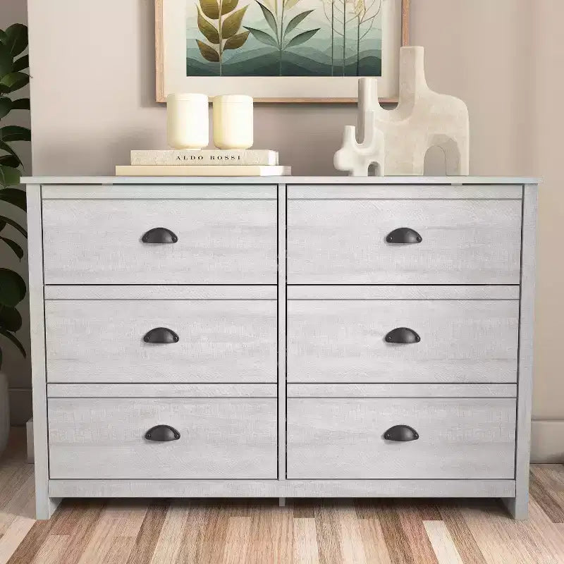Galano Geodarno 6 Drawer Dresser (Interlock) - Dusty Grey Oak